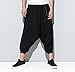 ellazhu Men Dance Hippie Zipper Baggy Pockets Big Crotch Harem Pants GYM100 Black