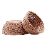 Woven Bread Basket 12 in Round Poly-Wicker Food Fruit Vegetable Basket Serving Basket for Store Kitchen (Round,1pc)