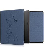 kwmobile Case Compatible with Amazon Kindle Oasis 10. Generation - Case PU e-Reader Cover - Butterfly Tendril Dark Blue