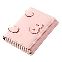 Oufenli Women Short Wallet Cute Girls Pig Card Holder Mini Coin Purse for Daily Travel (Pink)