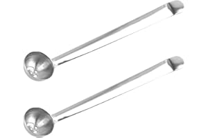 Cabilock 2Pcs Stainless Steel Olive Spoon Strainer with Long Handle and Drain Holes for Jar Serving Pickles Cherries and Oliv