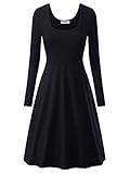 MsBasic Women Simple Designed Long Sleeve Round Neck Casual Flared Midi Dress