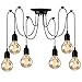 Asnxcju Industrial Pendant Light 6 Heads, Spider Semi Flush Mount Ceiling Light, Adjustable DIY Vintage Style Hanging Lamp Fixture for Dining Room Kitchen Bedroom
