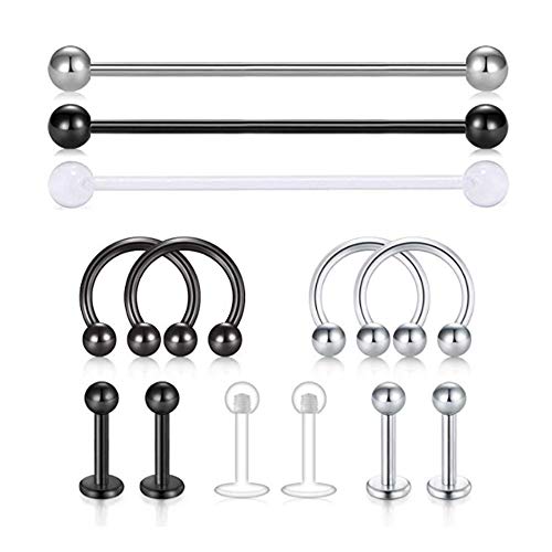 WZPB 43Pcs Professional Piercing Kit Surgical Steel Piercing Jewelry 14G 16G Piercing Needles Disposable Piercing Clamps for Nose Lip Ear Piercing