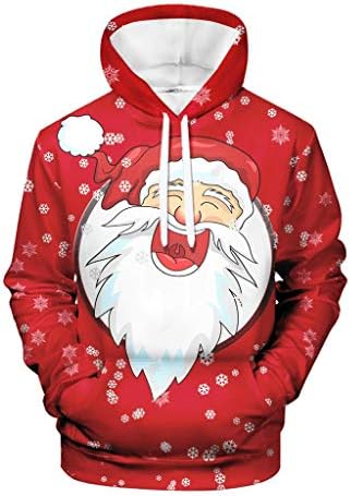 Zcuhen Unisex 3D Print Hoodies Graphic Space Pullover Hooded Sweatshirts for Men Women Santa Claus Snowflake Purple