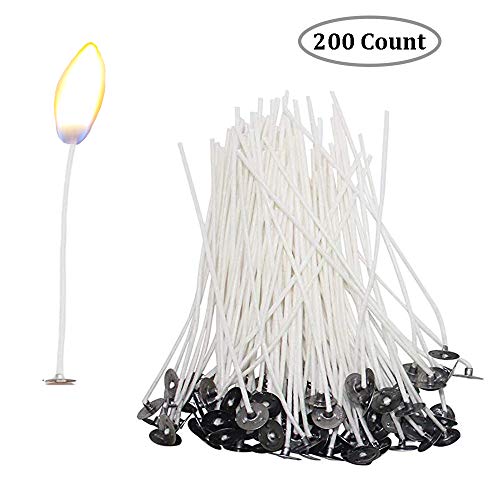 200pcs Candle Wicks,6 Inches Pre-Waxed Natural Cotton Core,No Smoke Design for Candle Making,Candle DIY