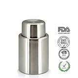 WASING SS-01 Stainless Steel Vacuum Wine Stopper - Pump Inside -FDA Approved,Super Easy to Keep Your Best Wine Fresh