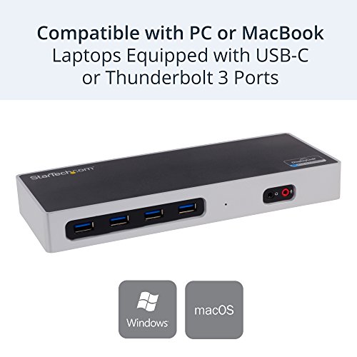 StarTech.com USB 3.0 Docking Station - USB-C - Dual HDMI or DisplayPort - Dual 4K - Mac and Windows - 6 USB Ports - Laptop Docking Station
