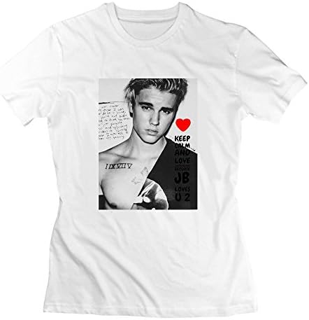 Humorous uncle Women's Love Justin Bieber T-Shirts Large White