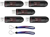 SanDisk 32GB Glide 3.0 CZ600 (5 Pack) 32GB USB Flash Drive Flash Drive Jump Drive Pen Drive High Performance - with (2) Everything But Stromboli (tm) Lanyard