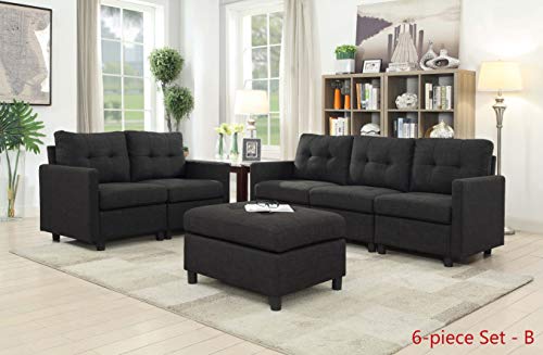 DAZONE Corner Sectional Sofa Chair with Cushions (Charcoal, 31" L x 31" W x 33.5" H / 42 Lbs)