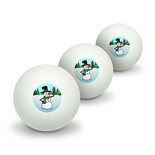 Snowman Waving Christmas Holiday Novelty Table Tennis Ping Pong Ball 3 Pack
