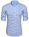 Mens Thin Henley Button-down Slim Fit Rollup Sleeve Shirt