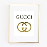 Gucci Logo Poster Real Gold Foil Print Wall Art Prada Marfa distance like Gossip Girl Fashion Color Gold and White poster 0541