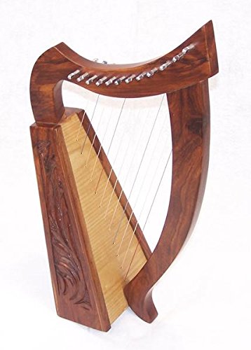 12 String Harp Celtic Design Extra Strings Tuner Carrying Case New