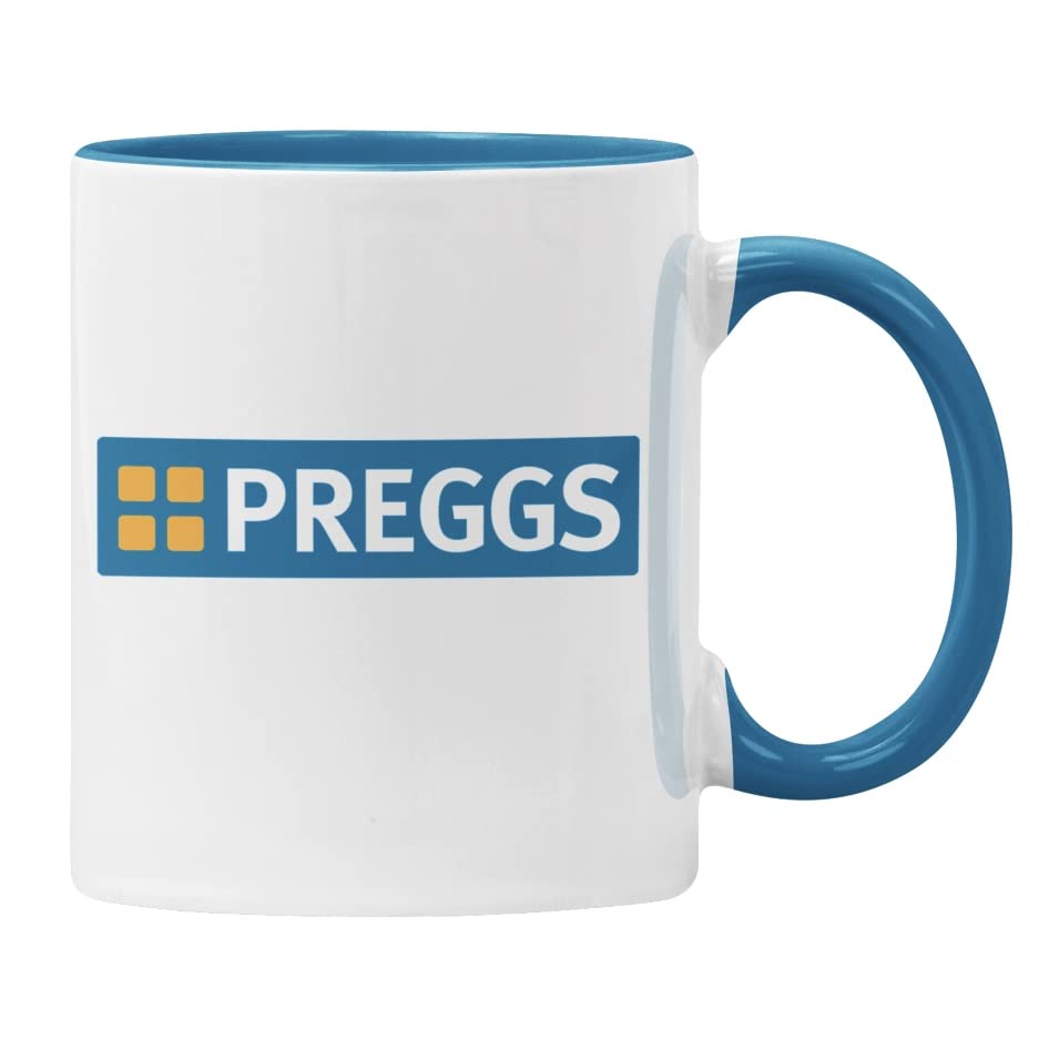 Ceramic Preggs Mug Funny Pregnancy Gift for Mum, Mother to be, Pregnant Gift (Blue, Preggs)