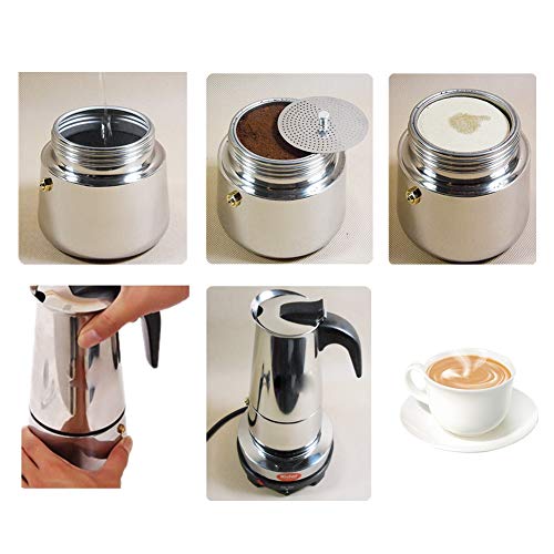 Oumij1 450 ml elektrische Kaffeekanne - Espressomaschine aus Edelstahl - italienische Kaffeemaschine - für… – Bild 4