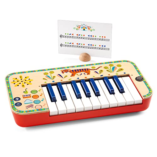 DJECO Animambo Synthesizer - Safe Music Instrument for Kids, Cute Educational Toddler Musical Toy for Motor Skills, Creativity, Imagination & Rythym - Toys for 3+ Years Girls & Boys