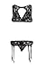 Women Harness Lace Lingerie Set Skirt 3 Pieces Bralettes and Garter Belt Black M