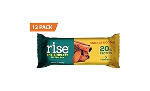 Rise Bar Non-GMO, Gluten Free, Soy Free, Real Whole Food, Whey Protein Bar (20g), No Added Sugar, Snicker Doodle High Protein Bar with Fiber, Potassium, Natural Vitamins & Nutrients 2.1oz, (12 Count)