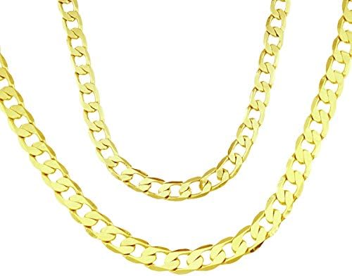 18K Real Gold Plated 10mm/12mm Wide Curb Chain Necklace for Men Women 24"