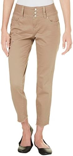 Royalty by YMI Womens Destructed Color Crop Jeans 12 Tan