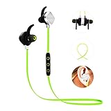Airsspu Dt55 Bluetooth4.1 Wireless Sport Headphones Extended Battery Life Headset with Microphone High-fidelity Stereo Sound In-ear Noise Cancelling Sweatproof Earbuds for Iphone and Android(green)