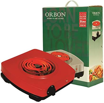 ORBON 2000 Watt Vintage Klassic Textured Red with ON-Off Indicator G Coil Stove Hot Plate Induction Cooktop/Induction Cookers/Electric Cooking Heater/Radient Cooktop (from The House of ORBON)