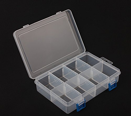 BangQiao 3 Pack Plastic Parts Storage case and Adjustable Divider Box for Hardware and Craft, 8 Grids, Clear