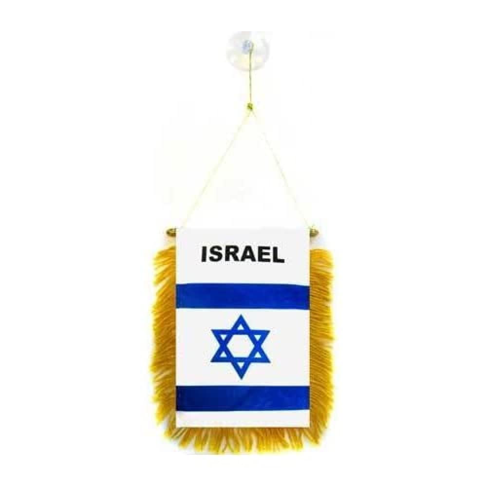 AZ FLAG - Israel Mini Banner - 6'' x 4'' - 100% Polyester Israeli - Jewish Small Pennant for Car - Double-sided Flag with Suction Cup Hanger — image 1