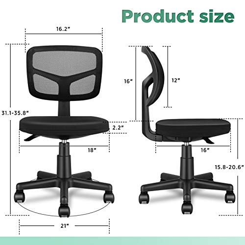 MOLENTS Armless Task Office Chair, Small Desk Chair with Mesh Lumbar