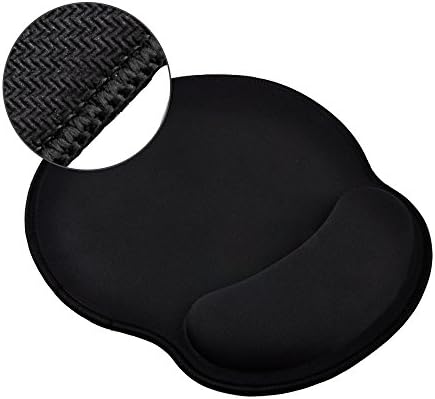 Mouse Pad with Wrist Support,Qcute Stitched Edges Ergonomic Mouse Pad Gaming Office Mouse Mat With Memory Foam With Non-slip Rubber Base &amp; Smooth Surface, For Gaming Typist Office ( Black )