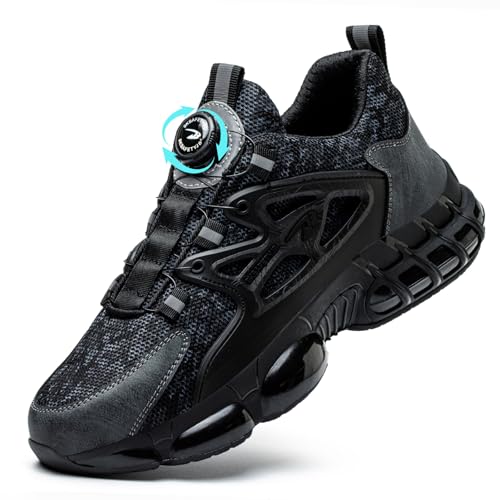 GemChve Safety Shoes Men Lightweight Breathable Women's Safety Sneakers Steel Toe Cap Non-Slip Comfortable Work Shoes 3-12 UK