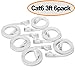 Jadaol Cat 6 Ethernet Cable 3 ft 6Pack, Outdoor&Indoor, Flat High Speed 10Gbps Patch LAN Cord, Support Cat8/7 Network, Short Ethernet Cable for Router, Modem, Switch, PC, Laptop, Gaming Console, White
