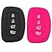 Coolbestda 2Pcs Silicone Smart Key Fob Skin Cover Case Protector Keyless Jacket Holder for 2018 2019 2020 2021 Hyundai Sonata Tucson Ioniq Elantra (NOT FIT Flip/Pop Out/Folding Key