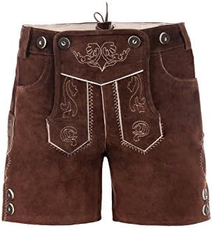 Edelnice Trachtenmoden Authentic Bavarian Child Trachten Leather Trousers kneebound or Short Trousers for Children, Girls and Boys