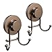 HOME SO Suction Cup Hooks for Shower, Bathroom, Kitchen, Glass Door, Mirror, Tile – Loofah, Towel, Coat, Bath Robe Hook Holder for Hanging up to 15 lbs – Rustproof Bronze Stainless Steel (2-Pack)