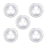 econoLED Activated, 5 Pack LED Battery-Powered Wireless Night Tap Touch Lamp Stick-on Push Safe Lights for Hallway Kitchen Bedroom Bathroom Closets Cabinets, White