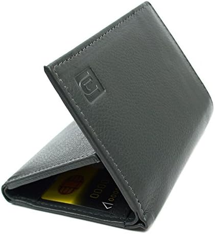 Leather RFID Blocking Protection Tri-Fold Trifold Wallet (Charcoal Gray)