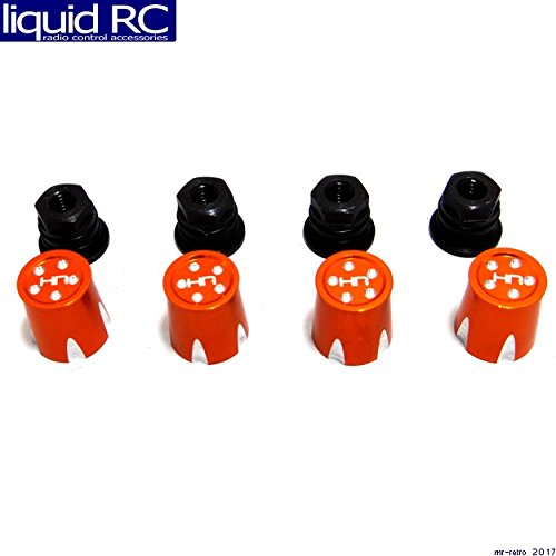 Hot Racing ACC74MB03 Aluminum Wheels Nut Caps and M4 Nuts (Orange)(4) - Flat Head