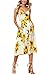 Minipeach Women's Bohemian Elegant Spaghetti Straps Sleeveless Floral Chiffon Swing Midi Dress with Pockets
