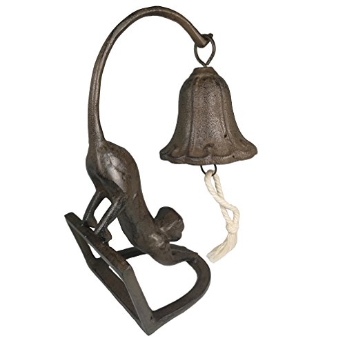 DreamsEden Cat Pet Desk Call Bell, Rustic Cast Iron Art Figurine Dinner Bell for Office Home Decoration (Cat) - Thumbnail 2
