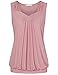 Messic Women's Sleeveless V Neck Pleated Casual Fitted Blouse Tank Tops