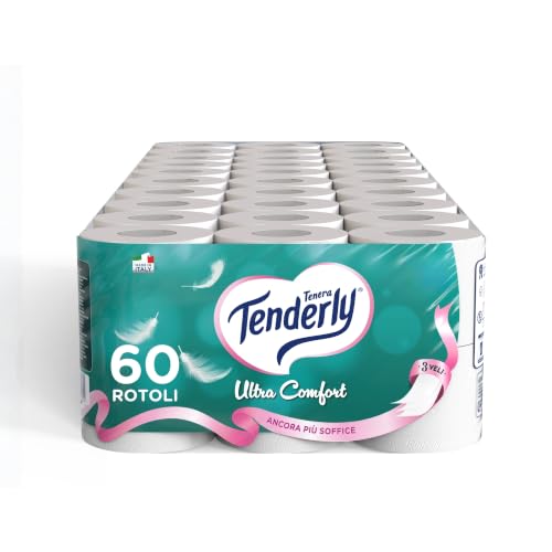 Ultracomfort, 3-lagiges Toilettenpapier, 56 Rollen aus sehr weichem und reinem Toilettenpapier, dermatologisch getestet für empfindliche Haut, garantiert Komfort und Zartheit