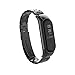 OLLIVAN for Xiaomi Mi Band 3 Replacement Strap, Miband 3 Replacement Band 16-22CM,Double Elastic Buckle Stainless Steel Metal Wrist Strap Wristband Watchband Bracelet for Mi Band 3(No Tracker) (Black)