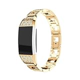 GBSELL Fashion Sport Stainless Steel Watch Band Wrist Strap For Fitbit Charge 2 (Gold)