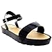 Womens Flatform Buckle Peep Toe Wedge Vacation Festival Strappy Sandals - Black - 6 - 37 - CD0129
