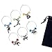 Stefania Sole Wine Glass Charms – Steel Rings with Beads and Stainless Steel Charms – Unique Design, Handmade Accessories - Set of 6, for Weddings, Dinners & Parties – Animals World
