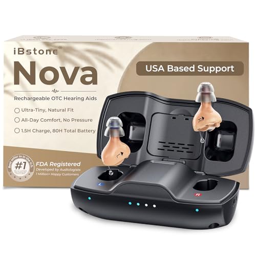 iBstone Nova Hearing Aids for Seniors Adults: Superior Sound Quality - Smart Noise Cancelling - No Feedback - 1.5Hrs Charging for 100Hrs Working - Come with Anti-Lost Lanyard - Over-the-Counter