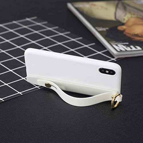 LULI Durable Cover Shock Absorption Shockproof Solid Colorful TPU Case with Wristband for iPhone XR Pretty (Color : White)